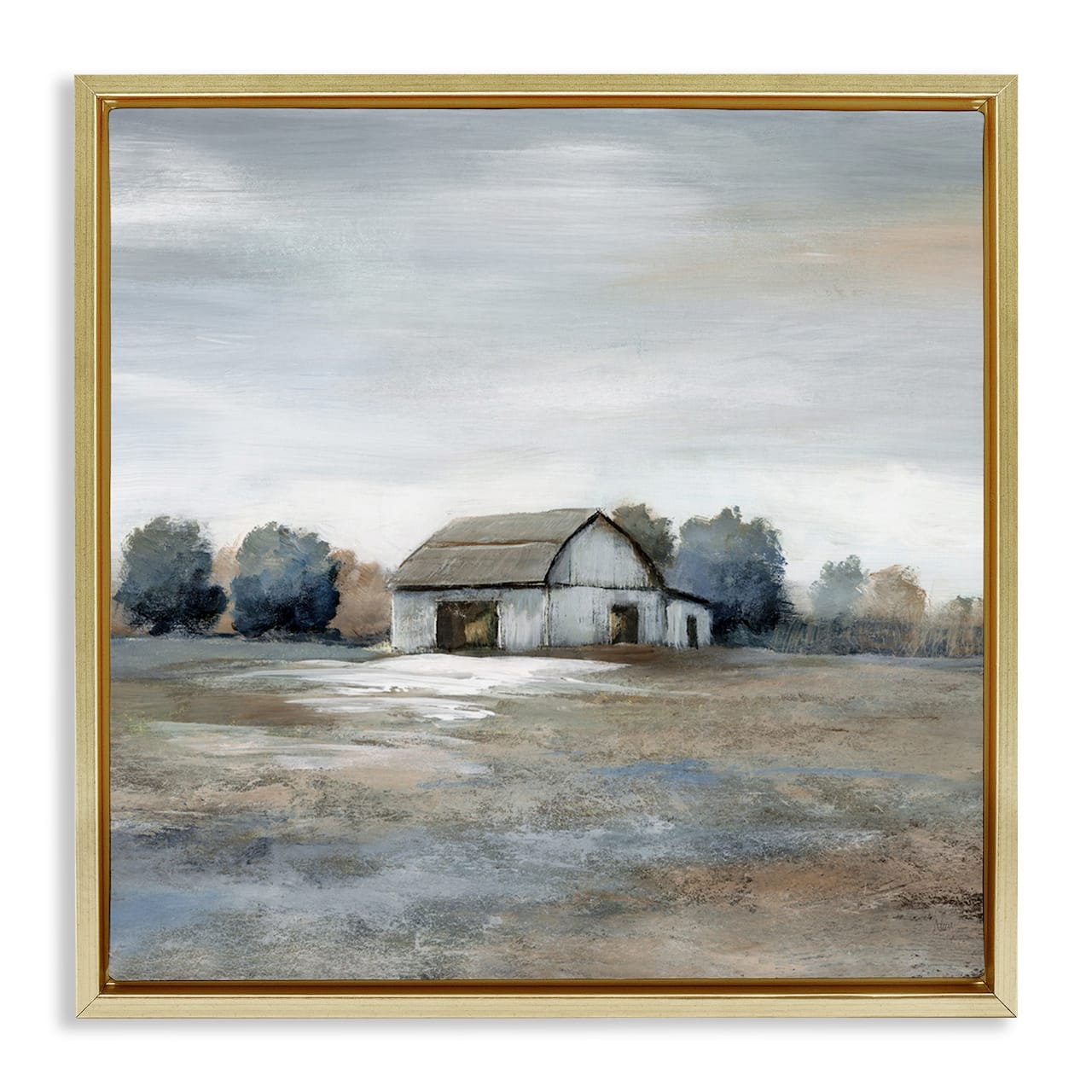 Stupell Industries Countryside Barn Neutral Tones Floater Framed Art